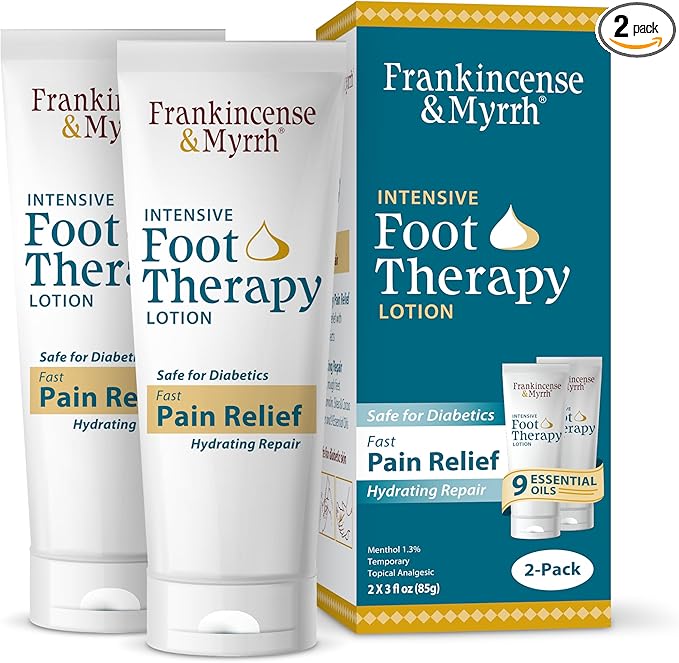 FRANKINCENSE & MYRRH Foot Pain Relief Cream - Intensive Foot Therapy Lotion - Diabetic Nerve Pain Relief Cream | Restless Leg Syndrome | Frankincense Essential Oil, 3 Ounce (2-Pack)