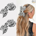 Boho Bandana Hair Claw Clips for Women, 2 Pcs Extra Large Claw Clips for Thick Hair Paisley Hair Clip Bow Knot Adorable Hair Claws Non-slip Fashion Hair Accessories Gift for Women Teen Girls