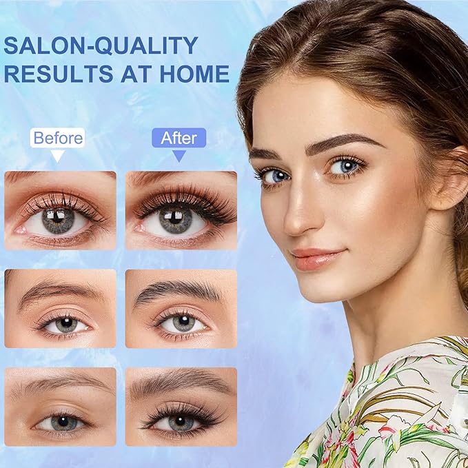 Lash Lift Kit, Eyelash Perm Kit for Natural Curling, Professional Eyelash Lift Kit for Long-Lasting Curl, Black Eyebrows & Eyelashes Color Kit, DIY Lash Lamination Set for Salon & Home Use