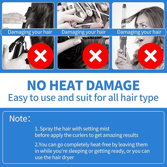 WILLBOND 28 Pieces Heatless Curlers No Heat Spiral Curls Hair Curlers Styling Kit with 2 Pieces Styling Hooks for Most Kinds of Hairstyles (Assorted Color, 15 cm)