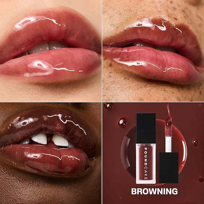 POUND CAKE Cake Theory Lip Tone Equalizing Oil Duo | Hydrating and High-Shine Blurring Lip Oils in Browning (Purple Brown Tint) & Melted Butter (Yellow Tint) | Clean, Vegan, and Moisturizing Formula