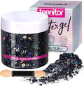 Teenitor 80g Body Glitter Face Glitter Gel, Holographic Black Hair Glitter for Kids, Face Glitter for Women, Rave, Makeup, Festival, Eye, Hair Glitter Gel for Halloween