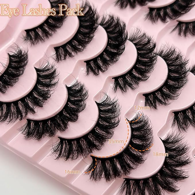 D Curl Lashes Mink Fluffy Faux Mink Eyelashes Long Dramatic Lashes Pack 18mm Volume Thick Big Fake Eyelashes Bulk