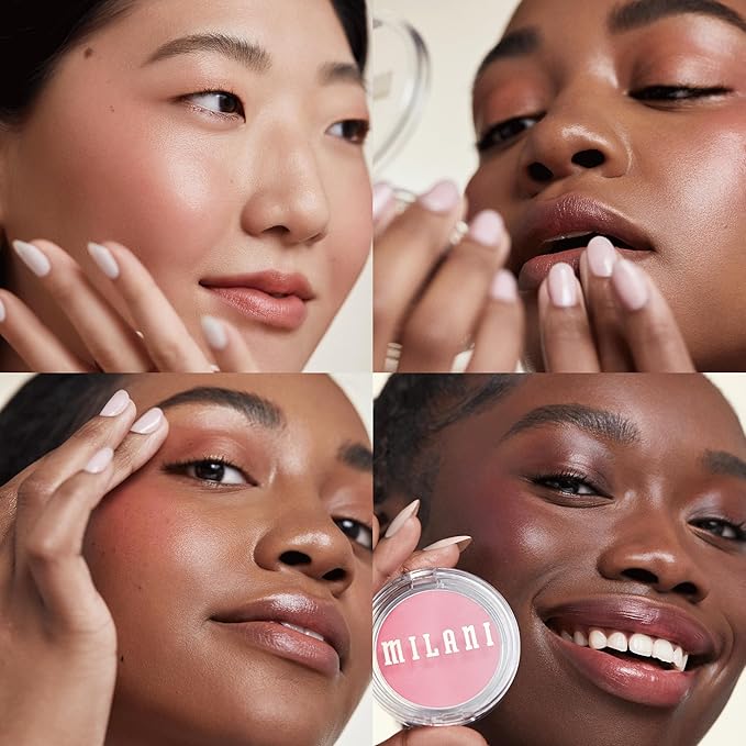 Milani Blush Makeup – Cheek Kiss Cream Blush for Cheeks, Buildable Cream-to-Gel Blusher & Lip Tint, Dewy Natural Color, Hydrating - Nude Kiss