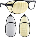 eZAKKA Eye Patches for Adults Kids, Eye Patch for Glasses, Medical Soft Eye Patch for Lazy Eye Amblyopia Strabismus and After Surgery(Light Yellow + Light Gray)