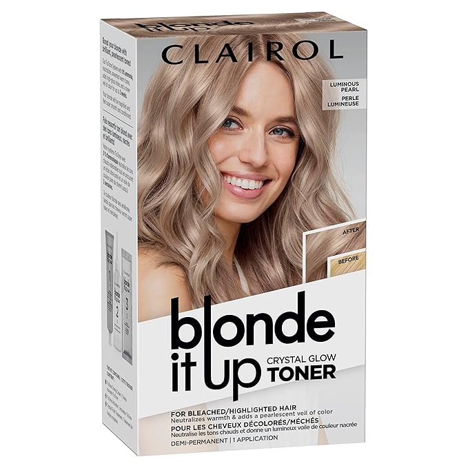 Clairol Blonde It Up Crystal Glow Toners Demi-Permanent Hair Dye, Luminous Pearl Hair Color | Ammonia Free | Add Pearlescent Tones to Pre-Lightened Shades | Neutralizes Warmth | Pack of 1
