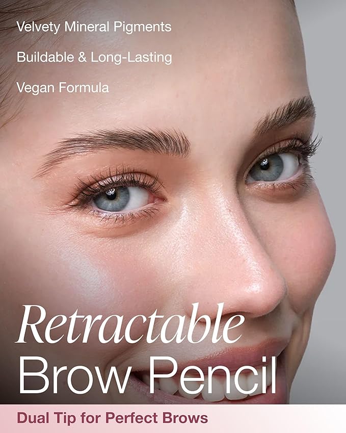 Mineral Fusion Retractable Brow Pencil (Blonde) - TZR 2025 Beauty Heroes Award Winner - Shape & Define Eyebrow with Blending Spoolie Brush - Velvety Smooth, Long-Lasting Color - Vegan Formula