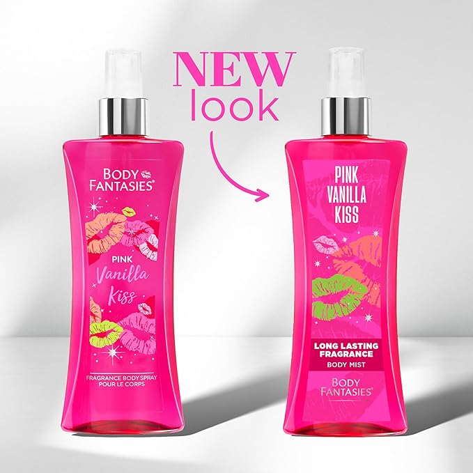 Body Fantasies Signature Fragrance Body Spray, Pink Vanilla Kiss, 8 fl oz (Pack of 2)