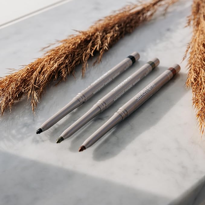 Sandstone Scandinavia Hypoallergenic Waterproof Metallic Eyeliner Pencil – Green – Fragrance-Free, Vegan – Smudge-Proof Eye Liner for Sensitive Eyes