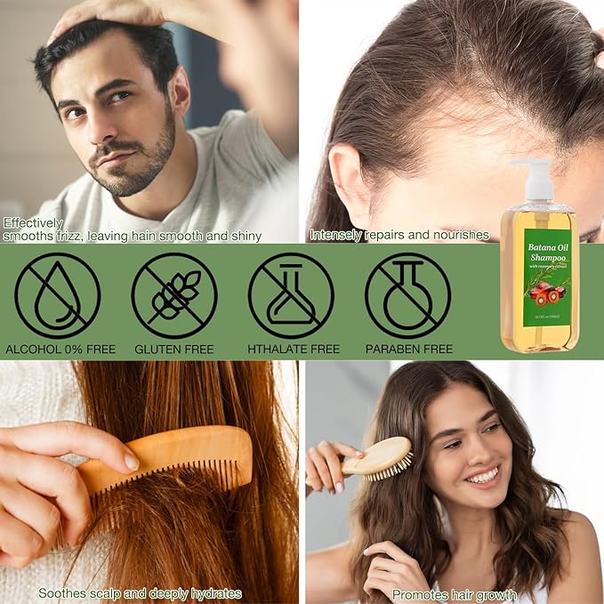 Lucift Shampoo De Batana, Rosemary Oil Shampoo De Batana Para La Caida Del Cabello, Nourishing & Regenerating Hair-Soft and Fluffy for Men & Women (1pcs)