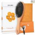 Boar Bristle Hair Brush Gift Set for Women & Men, 100% Natural Bristle & Nylon, Reduces Frizz & Static, Gentle Detangling for All Hair Types Thick Thin Curly Straight, Regular Size