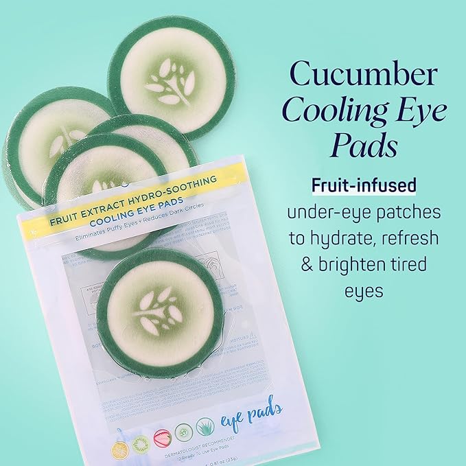 SpaLife Cooling Cucumber Eye Pads | Spa Gifts & Korean Dark Circles & Puffy Eyes Treatment | Nourishing Cucumber Eye Pads | Eye Mask for Puffy Eyes Daily Depuffing Eye Patches | 4 Packs of 12