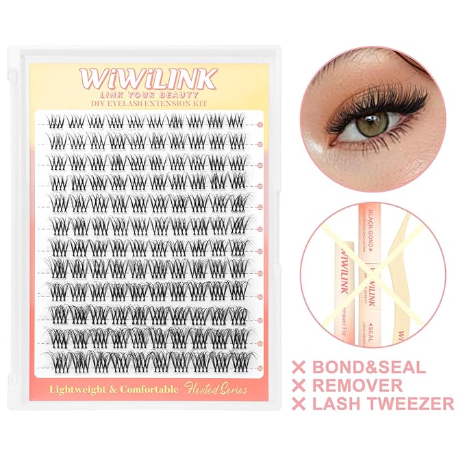 Lash Clusters Stella Wispy DIY Lash Extension 8-16mm Natural Eyelash Clusters D Curl Individual Eye Lashes Invisible Band False Eyelashes Cluster Eyelash Extensions Thin Clear Band