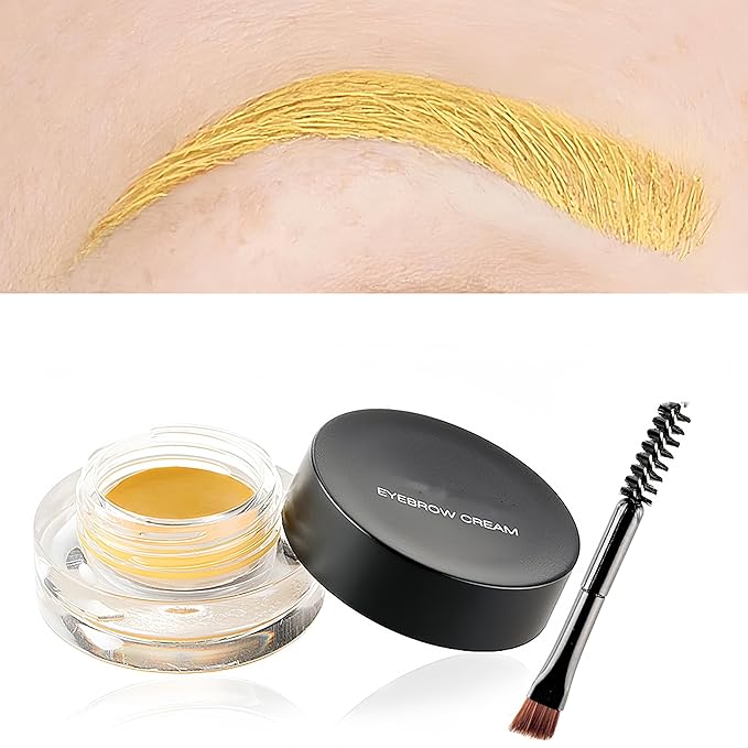 12 Color Eyebrow Cream Colorful Smooth Eyebrow Pomade Gel Long Lasting Waterproof Eyeliner Gel Eye Brow Makeup Cosmetics with Eyebrow Brush (06 Daffodil)