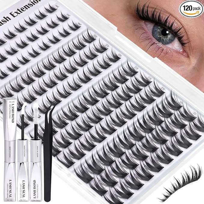 ALICE Bunny Lash Clusters Kit Wispy Manga Eyelash Clusters Kit Anime Cluster Eyelash Extension Kit Manga 8mm-14mm Thin Band Individual Lashes 2 Spikes with Bond and Seal DIY at Home