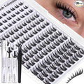 ALICE Bunny Lash Clusters Kit Wispy Manga Eyelash Clusters Kit Anime Cluster Eyelash Extension Kit Manga 8mm-14mm Thin Band Individual Lashes 2 Spikes with Bond and Seal DIY at Home