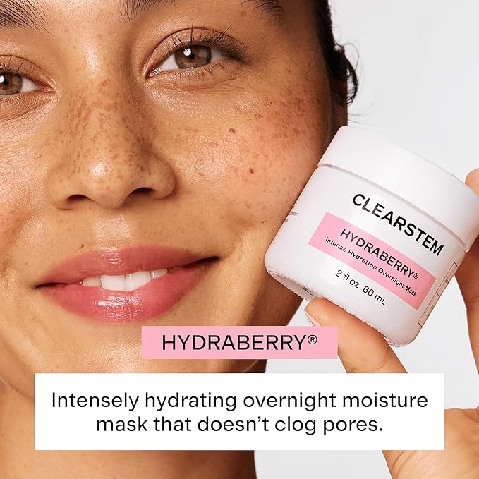 CLEARSTEM HYDRABERRY Hydrating Face Mask for Women - Night Mask for Sleeping for Women with Ceramides, Arnica & Magnesium PCA - Overnight Mask for Evening Hydration to Nourish & Protect Skin Barrier