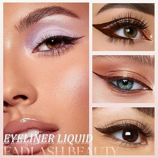 Eyeliner Liquid Eyeliner with Fine Brush for Smooth Application, Waterproof & Smudge-Proof Eye Liner, Long-Lasting Makeup, Highly Pigmented Brown Eyeliner Pencil, Cruelty-Free & Vegan, 0.6ml