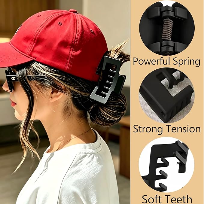 3PCS Hat Claw Clip, Large Claw Clips for Hat, Non-Slip Strong Matte Baseball Hair Clip for Womens Trucker Hat. 2026 New Accessories