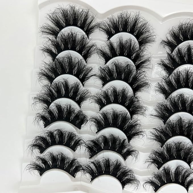 Dramatic Lashes Mink Wispy Thick Fluffy Lashes Pack 3D Big Faux Mink Eyelashes Pack D Curl Long 20mm Strip Fake Eyelashes