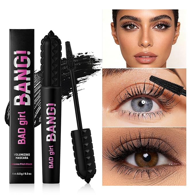 Black Mascara for Eyelashes, Waterproof Mascara Long Lasting Thick Eye Lash, 5D Silk Fiber Lash Smudge-Proof Volume, Lengthening, Curling Mascara Makeup Party Stage Use