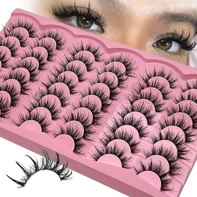 Wispy Lashes Wet Look 3D Cosplay Anime Cat Eye Manga Lashes D Curl Fake Strip Eyelashes Pack