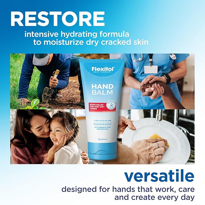 Flexitol Hand Balm Two Pack, Intensive Relief Cream for Dry, Cracked Hands, Non-Greasy Hydration, 2 oz Tube