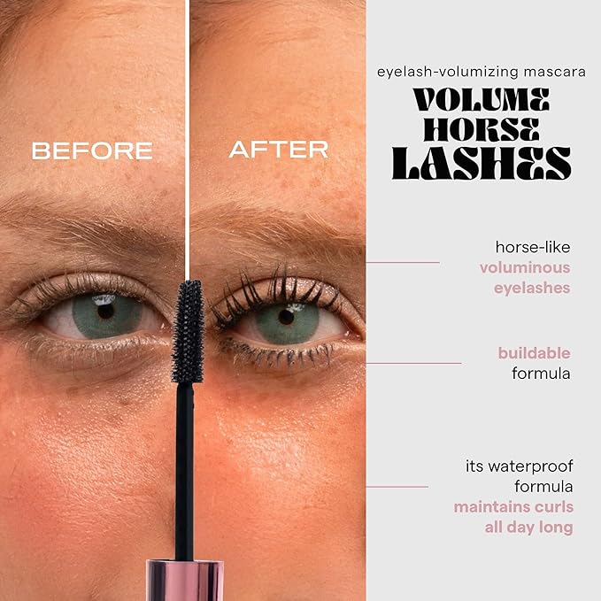 SARELLY Horse Lashes Mascara | Waterproof | Volumizing & Lengthening | Lash-Conditioning | Vegan & Cruelty-Free