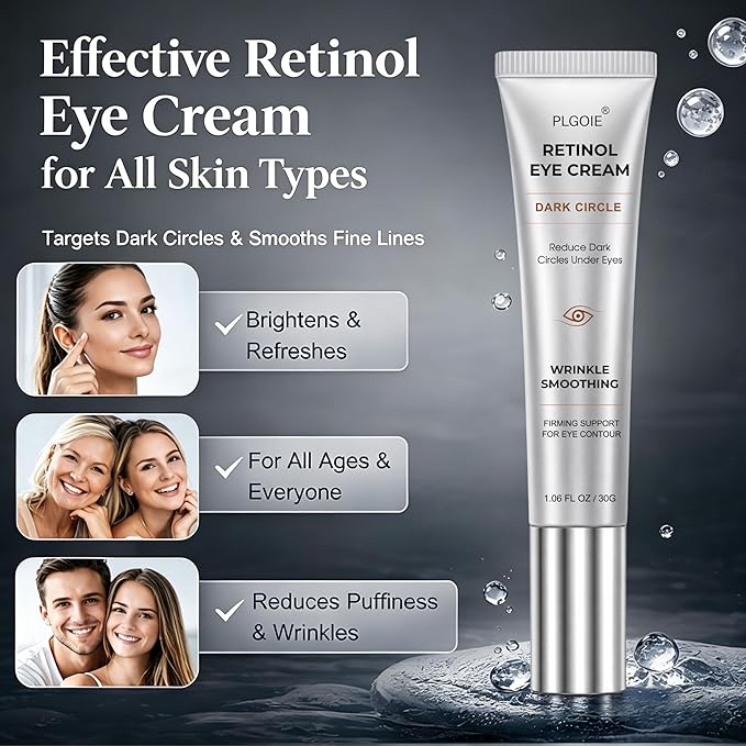 Retinol,Caffeine & Peptides Under Eye Serum, Fast Absorbing, Instant Firming,Correction for Puffy Eye Bags Fine Lines Dark Circles Wrinkles – Anti-Aging Wrinkle Remover