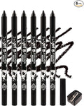 6Pcs Black Gel Eyeliner Pencil, Eye Liner Pencils Waterproof Smudge proof Long Wear, Matte Gel Cream Smooth Texture, Intense Color Waterline Eyeliner Pen Makeup with Sharpener, Delineador De Ojos