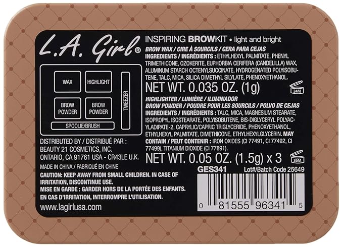 L.A. Girl Inspiring Brow Kit, Light and Bright GES341