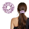 ZLYC 100% Mulberry Silk Scrunchie 19 Momme Gentle Creaseless Hair Tie for Women Dent-Free Ponytail Holder, 3.5cm Solid Light Purple