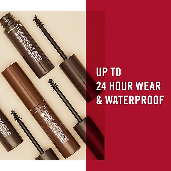 Rimmel London Wonder'Full 24HR Eyebrow Mascara, Long-Wearing, Waterproof, Smudge-Proof, 003, Dark Brown, 0.04oz