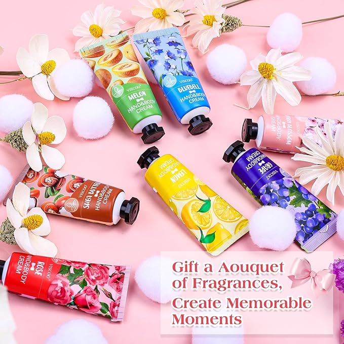 VISCOO 7 Pack Hand Cream Gifts Set for Women, Teacher Appreciation Gift / Graduation Gifts, Moisturizing Mini Hand Lotion Travel Size for Dry Cracked Hands, Birthday Gift