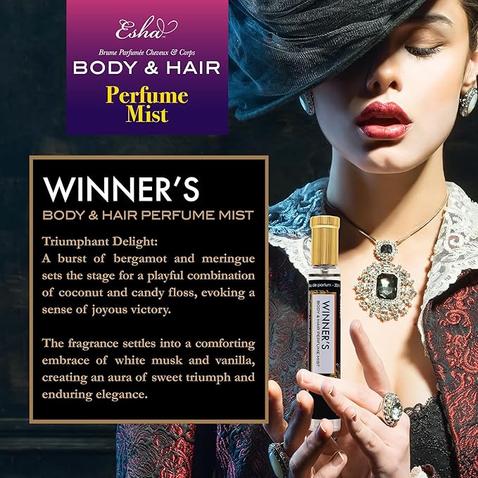 Esha Body & Hair Perfume Mist - Eau de Parfum for Women - Infused with Betaine - Essence of Bergamot and Meringue (WINNER'S)