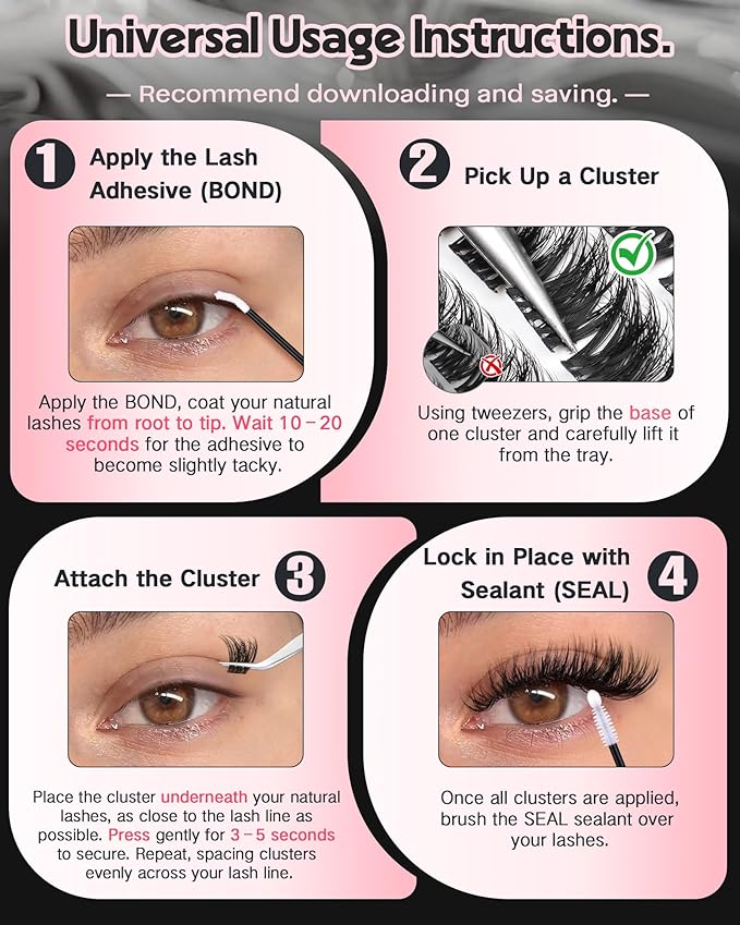 Goddvenus D Curl Fluffy Lash Clusters Kit – 144 PCS Thick Eyelashes Clusters, 10-18mm Wispy Lashes Clusters Natural Look, Waterproof Cluster Eyelash Extensions Kit for DIY False Eyelashes at Home