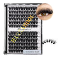 12rows-Large Tray Mixed 8-10-12-14-16mm/Mixed 14-15-16mm/Mixed14mm-16mm/Mixed 18-20mm Wide Stem Individual False Eyelashes Dramatic Black Cluster Eyelashes (mixed 14-15-16mm)