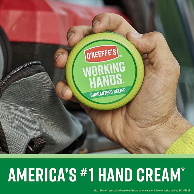 O'Keeffe's Working Hands Hand Cream (3.4 oz Jar) and Healthy Feet Foot Cream (3.2 oz Jar) - Repairing Skincare for Extremely Dry, Cracked Hands and Feet, Travel Size