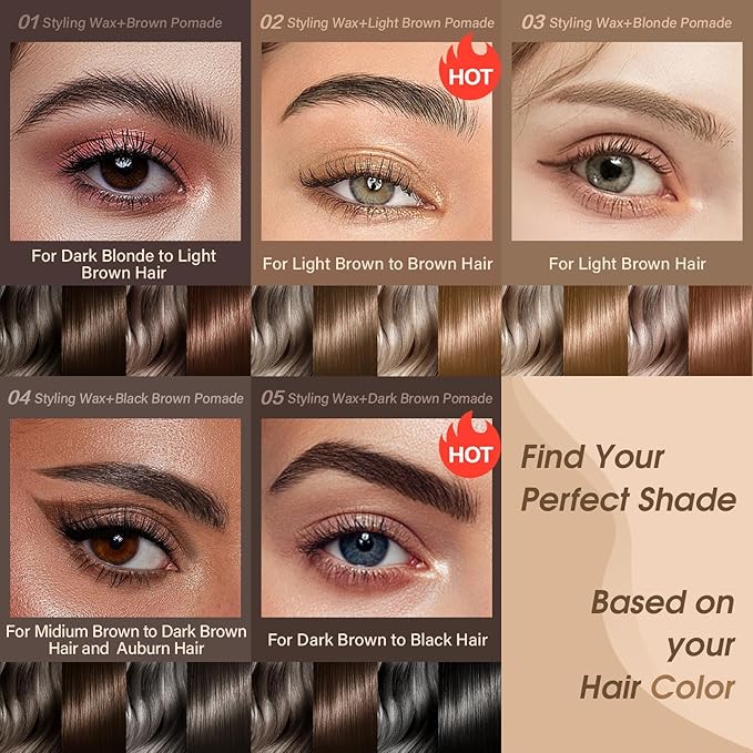 UCANBE Waterproof Eyebrow Gel + Eyebrow Styling Wax 2 in 1 Makeup Kit with 2 Pcs Dual-ended Adjustable Freely Eyebrow Brush Makeup Long Lasting Eyebrows (05 Gel/Dark Brown Pomade, Standard)