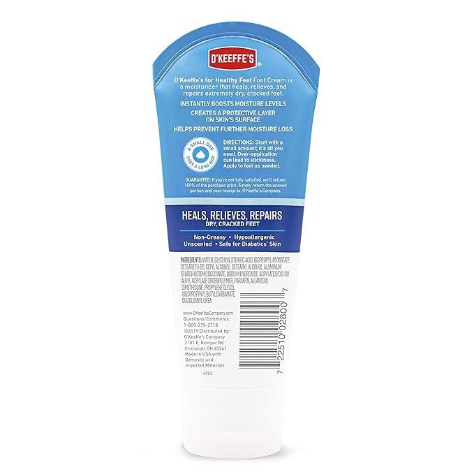 O'Keeffe's K0280004-4 Healthy Feet Foot Cream Tube (4 Pack), 3 oz