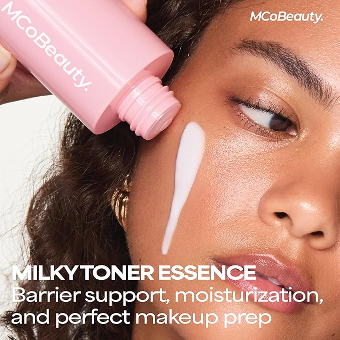 MCoBeauty Hydrate & Prepare Milky Toner - Ceramide Hyaluronic Acid Toner Essence for Plump Dewy Glazed Skin - Calming Hydrating Face Milk - Makeup Prep for Dry Sensitive Skin - Vegan & Cruelty Free