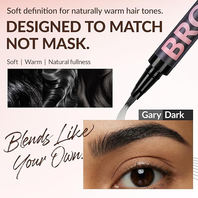 BEPHOLAN Liquid Faux Eyebrow Pen 4D Brush-Tip, Hair-Like Brush Tip Filling Eyebrow Pen,Eye Brow Pencils Waterproof Brow Makeup, Last All-Curved Tip for Natural Fuller-Looking Brows(Grey)