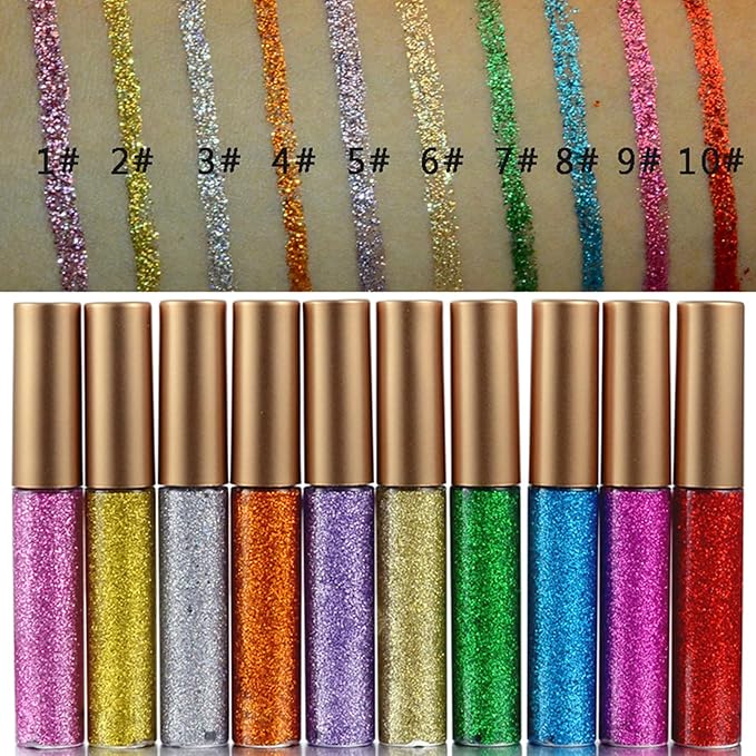 Liquid Glitter-Eyeliner, Shimmer-Water-proof Eye-Glitter Makeup Colorful Eye Liner Liquid Eyeliner (Yellow)
