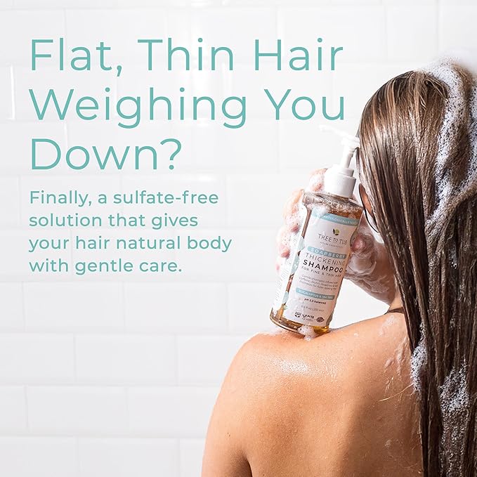 Tree To Tub Biotin Fine Hair Thickening Shampoo for Thicker, Fuller Volume - Gentle Volumizing Sulfate Free Argan Oil Shampoo for Women & Men w/Caffeine, Organic Saw Palmetto, All Natural Tea Tree