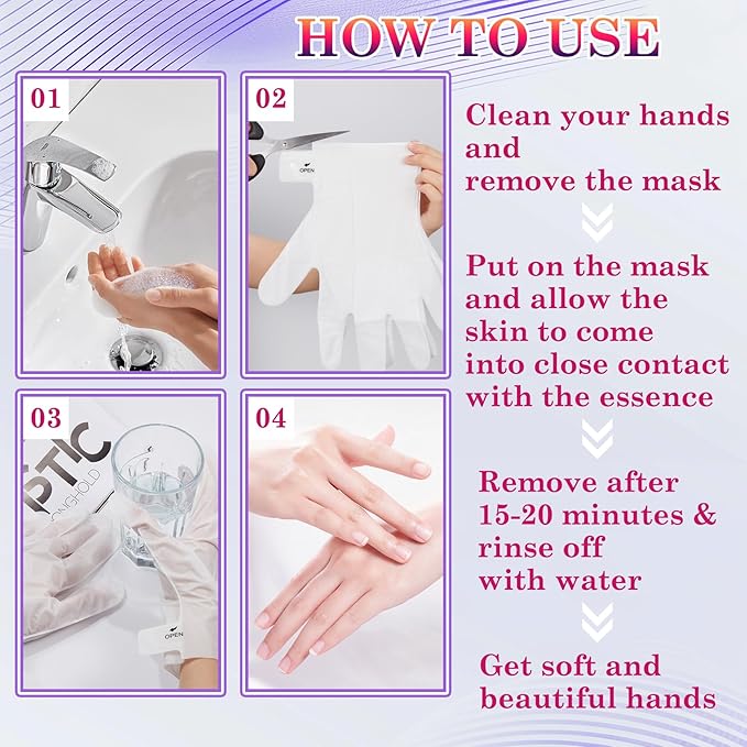 6 Pairs Hand Masks Moisturizing Gloves, Hydrating Hand Mask Moisturizer Gloves Care for Dry Cracked Hands, Smooth Long Lasting Soft Firming Hand Mask Gift Set for Men Women（K
