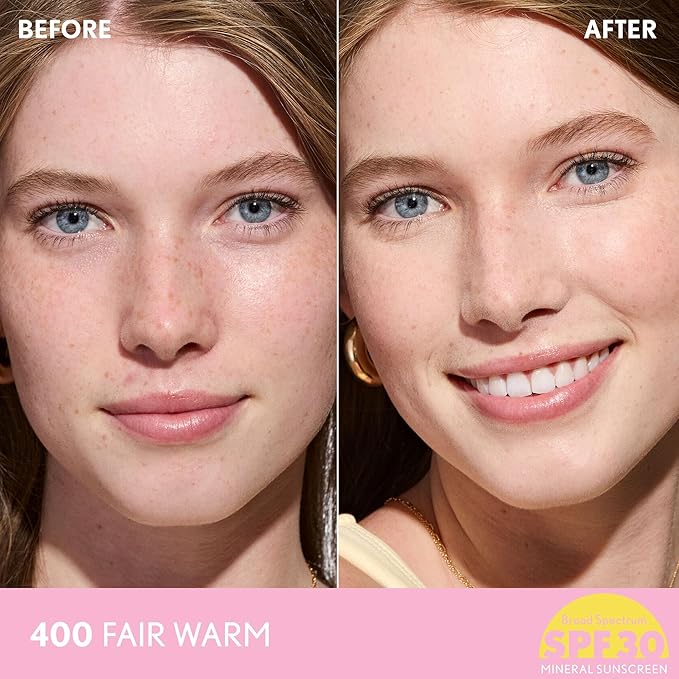 COVERGIRL Clean Fresh Blurring Skin Tint with SPF 30, 400 Fair Warm, Liquid Foundation, Soft Matte Finish, Smooths, Brightens, Blurs Pores, Mineral Sunscreen, Vegan Formula