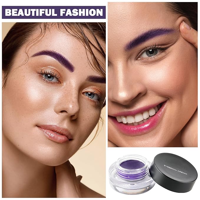 Eyebrow Pomade Cream,Brow Pomade Gel Naturally Long Lasting Waterproof,Delicate and Smooth Eye Brow Makeup Cosmetics with Eyebrow Brush - Purple