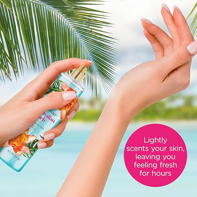 Bodycology Long-Lasting Fragrance Body Mist, Hawaiian Beach, 8 fl oz (Pack of 2)