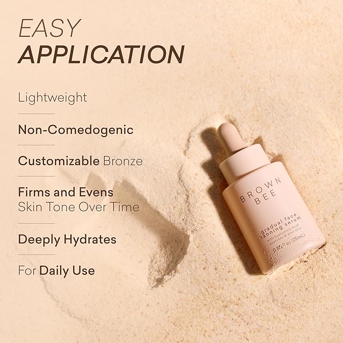 Brown Bee Peptide Gradual Tanning Serum 25 ml – Daily Facial Self Tanner with Peptides, 2% Hyaluronic Acid, Vitamin B5 & Hydraskin, Hydrating Glow