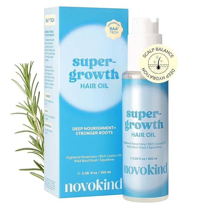 Rosemary Hair Growth Oil - Scalp Treatment for Thinning Hair, Improves Hair Density, Reduces Breakage & Deep Nourishment | Blended with Castor Oil, Biotin, Turmeric for Men & Women 3.38 fl oz